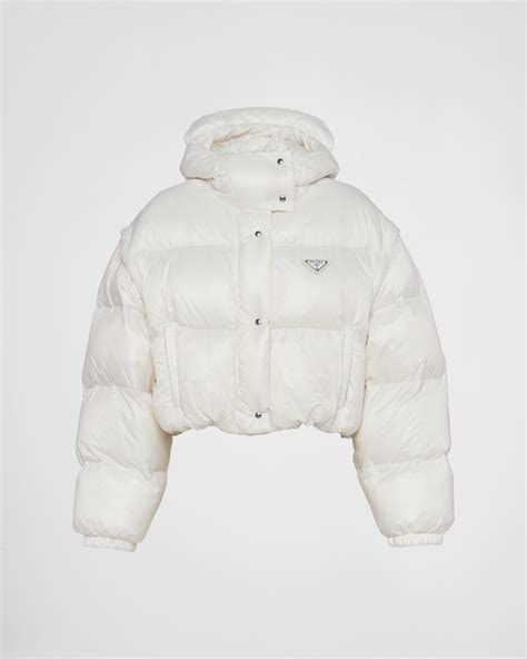 prada white puffer jacket change color|White Light Polyester hooded puffer jacket .